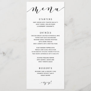 Menu de mariage calligraphié en spirale amusant