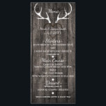 Menu de mariage Cerfs rustiques et cœur sculpté<br><div class="desc">Carte de menu de mariage avec ancre bleue et rayures. Les articles assortis à ce design sont disponibles.</div>