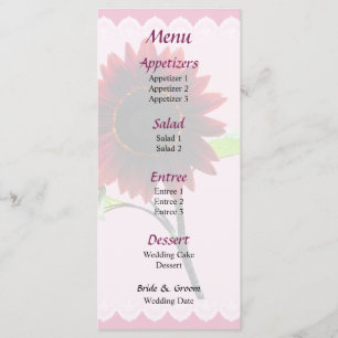 Menu de mariage cerise et chocolat