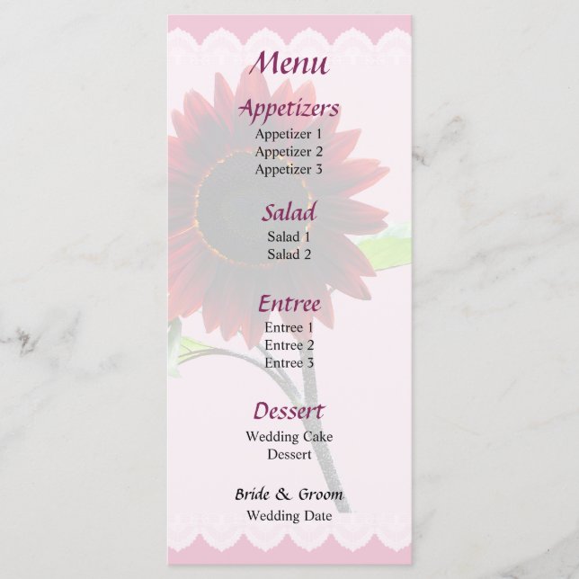 Menu de mariage cerise et chocolat (Devant)