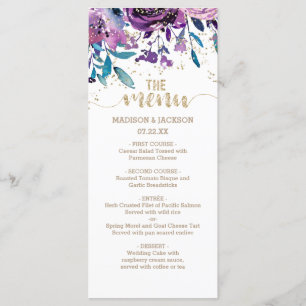 Menu de mariage champagne or floral pourtière