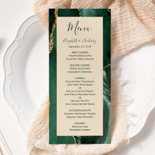 Menu de mariage Champagne Or Vert Emeraude