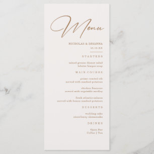 Menu de mariage champenois bohème neutre 