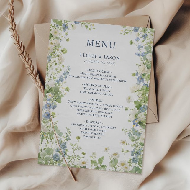 Menu de mariage chic de jardin de fleurs sauvages (Créateur téléchargé)