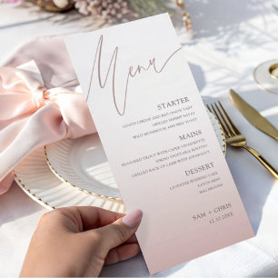 Menu de mariage chic rose dégradé