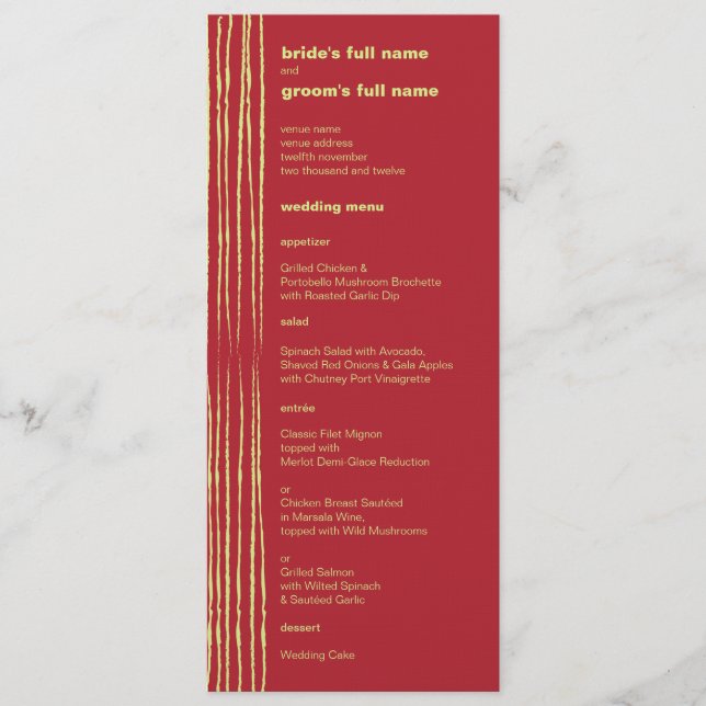 Menu de mariage Chili Lemon (Devant)