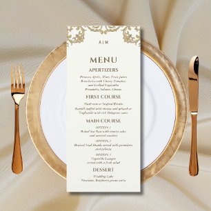 Menu de mariage chrétien baroque Monogramme en ivo