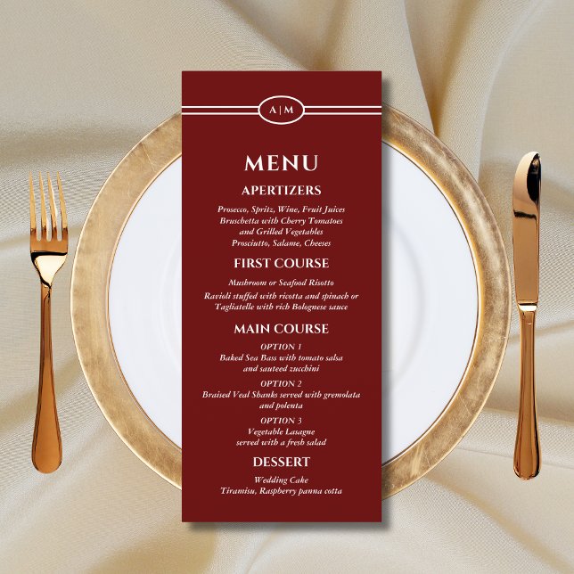 Menu de mariage chrétien moderne bordeaux (Créateur téléchargé)