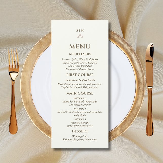 Menu de mariage chrétien perle Monogram Ivory (Créateur téléchargé)