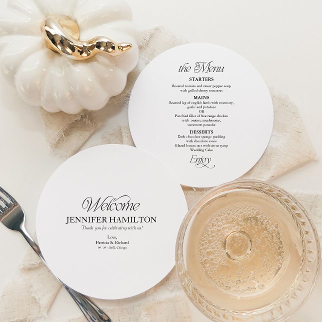 Menu de mariage circulaire et carte de placement a (Créateur téléchargé)
