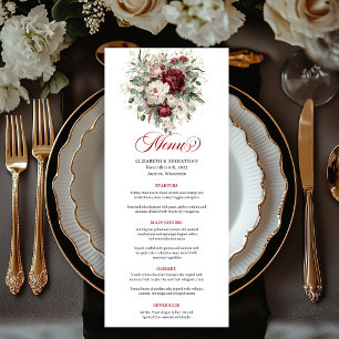 Menu de mariage classique floral verdure or Bourgo