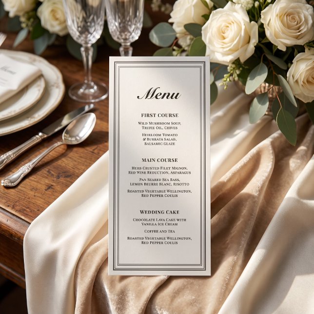 Menu de mariage classique formel cadre écru (Classic Formal Ecru Frame Wedding Menu)