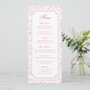 Menu de mariage classique toile fleurie rose