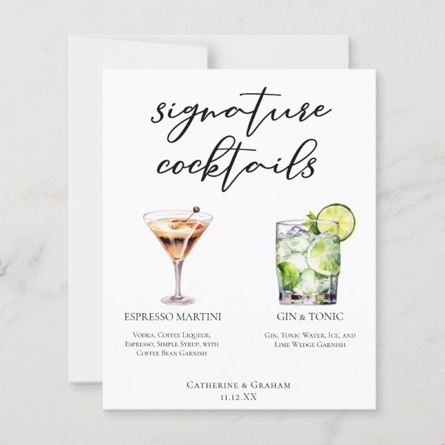 Menu de mariage Cocktail Espresso Martini Gin & To (Devant)