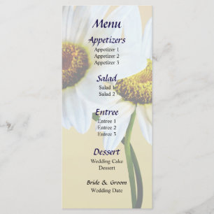 Menu de mariage coeur avec des marguerites