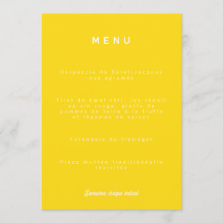 Menu de mariage Colorus - Jaune Citron