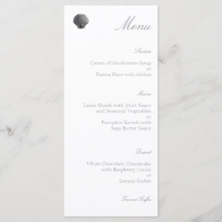 Menu de mariage coquille de charbon de bois aquare
