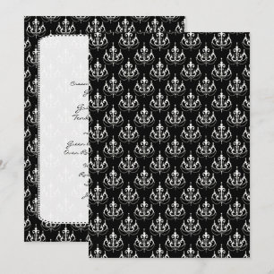 Menu de mariage damassé lustre noir