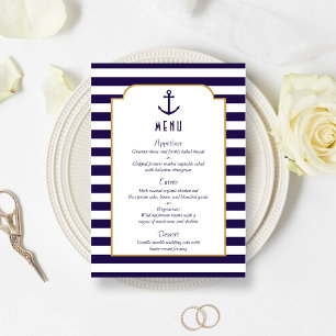 Menu de Mariage d'Ancre de la marine nautique et d