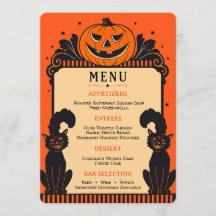 Menu de mariage dans le style de décoration Hallow
