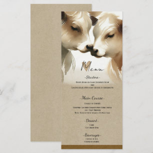 Menu de mariage de campagne amour vache marron crè
