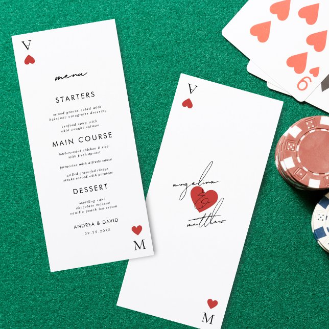 Menu de mariage de casino de carte à jouer moderne (Créateur téléchargé)