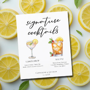 Menu de mariage de cocktails signature doux et aci