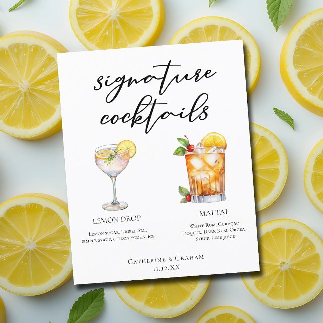 Menu de mariage de cocktails signature doux et aci (Créateur téléchargé)