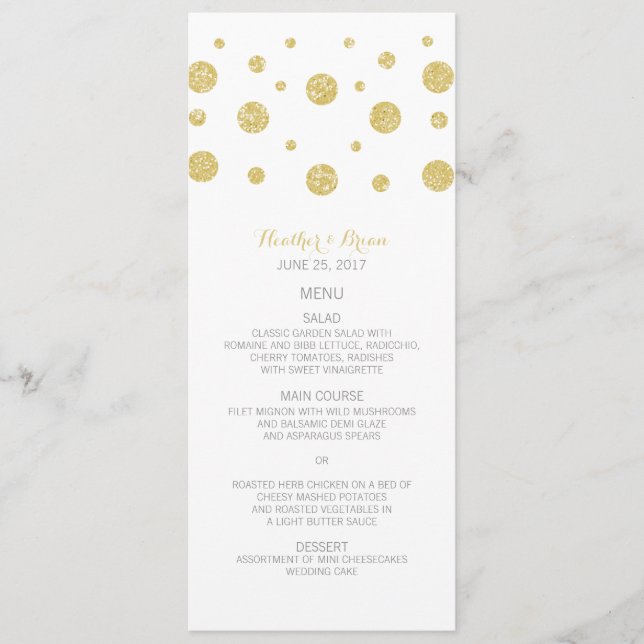 Menu de mariage de confettis de parties (Devant)
