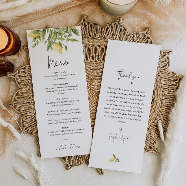 Menu de mariage de dîner CITRON Citron (Créateur téléchargé)