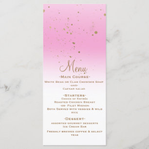 Menu de mariage de fête confettis Glam moderne or