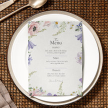 Menu de Mariage de Fleur sauvage minimaliste coule