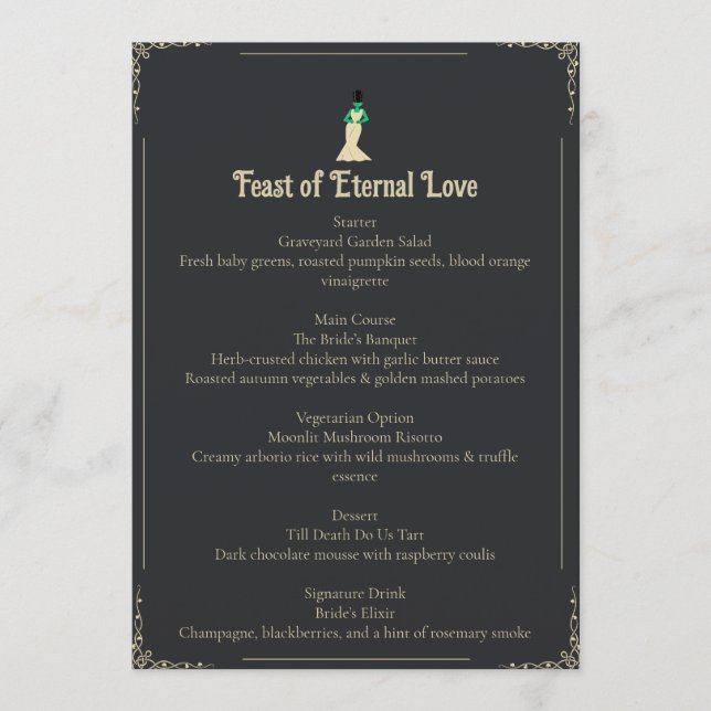 Menu de mariage de la mariée de Frankenstein | Got (Devant)
