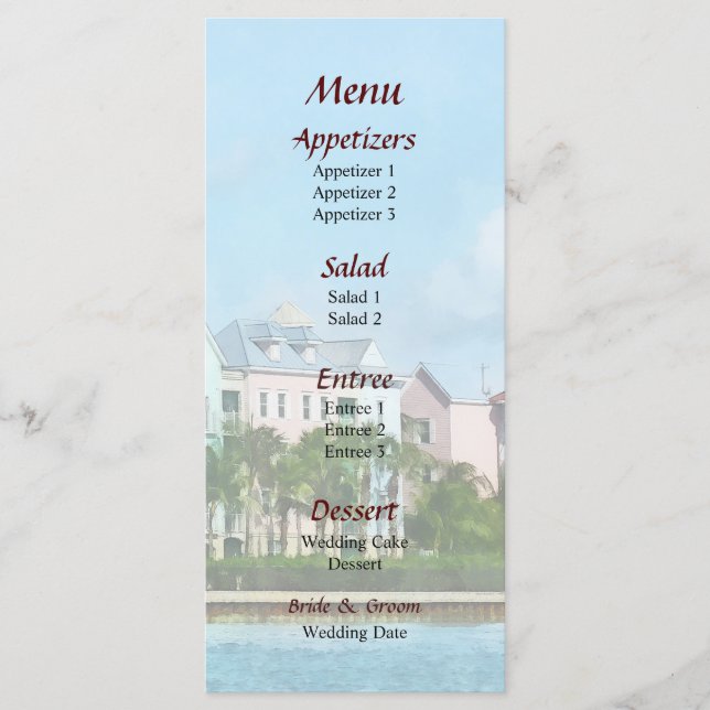 Menu de mariage de l'île du Paradis (Devant)