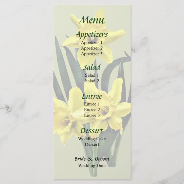 Menu de mariage de Maman Jonquille et les jumeaux (Devant)