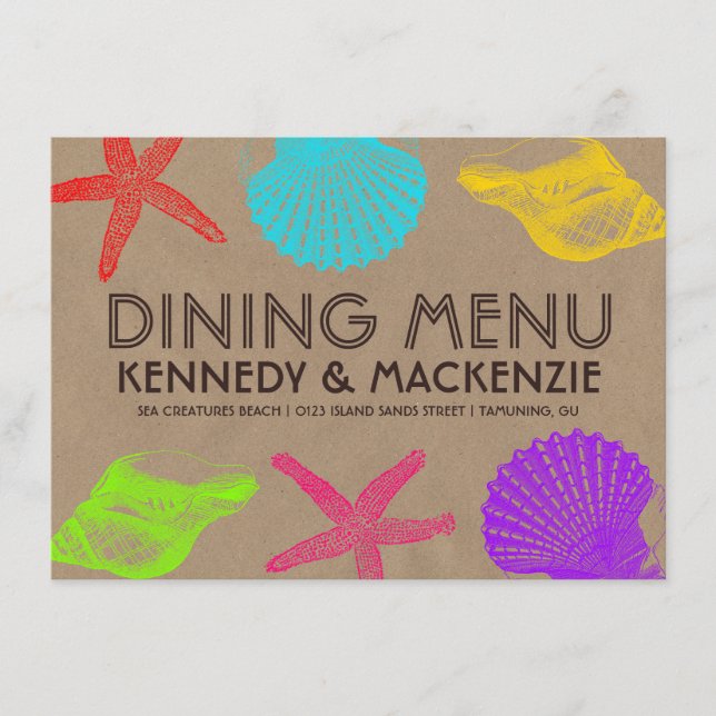 Menu de mariage de métier de bord de la mer (Devant)