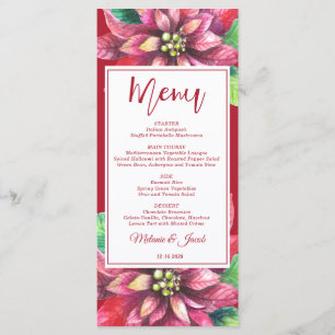 Menu de mariage de Noël au poinsettia rouge