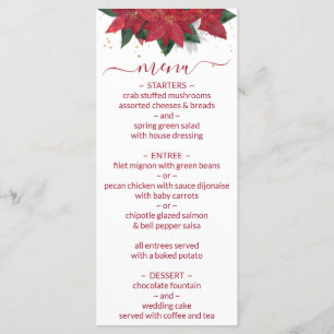 Menu de mariage de Noël Elegant Poinsettia Rouge