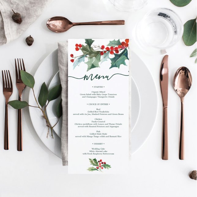 Menu de mariage de Noël Holly Fête prénuptiale (Créateur téléchargé)