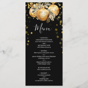 Menu de mariage de Noël noir et or
