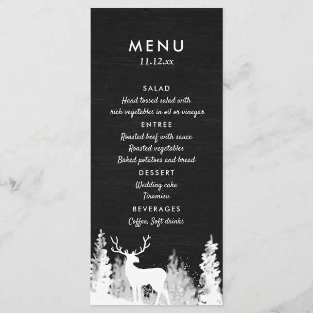Menu de mariage de Noël Renne Ardoise (Devant)