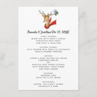Menu de mariage de Noël Renne Rétro Vintage