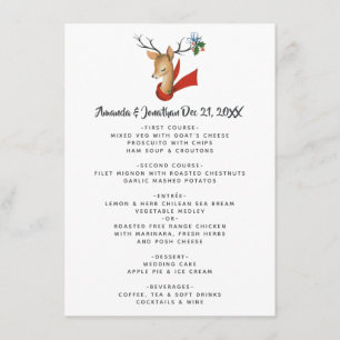 Menu de mariage de Noël Renne Rétro Vintage