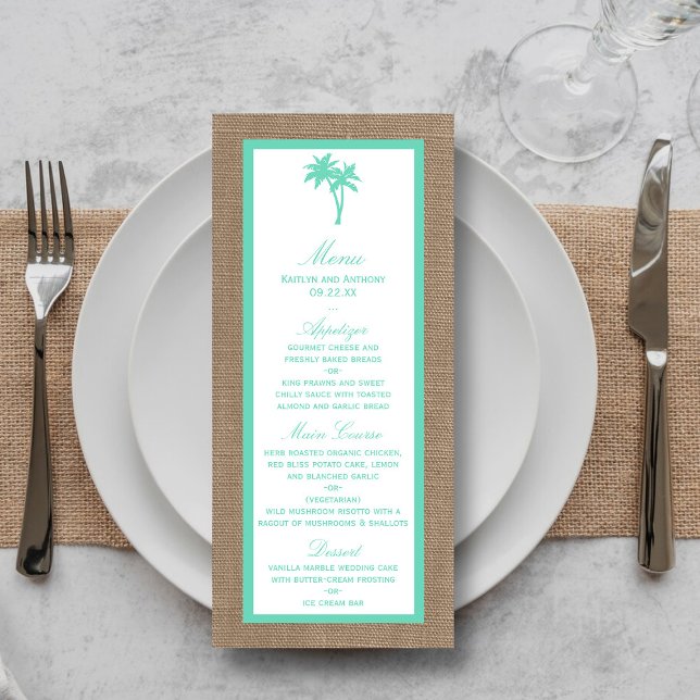 Menu de mariage de plage de palmier tropical (Créateur téléchargé)
