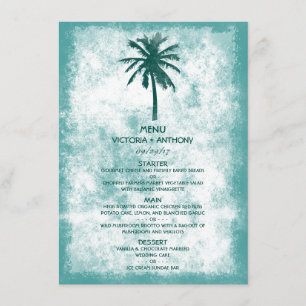 Menu de mariage de plage de palmier tropical