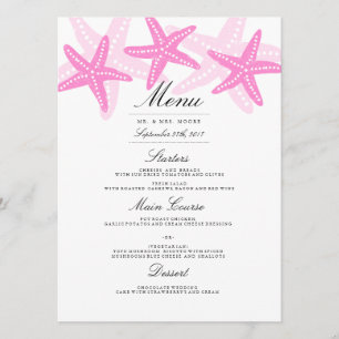Menu de mariage de plage du Pink Starfish Dinner