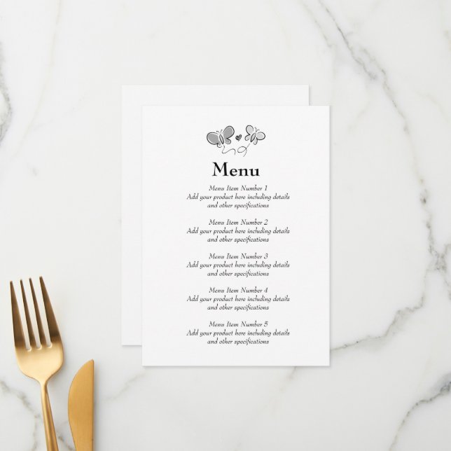 Menu de mariage de printemps avec élégant logo pap (Devant/Arrière en situation)