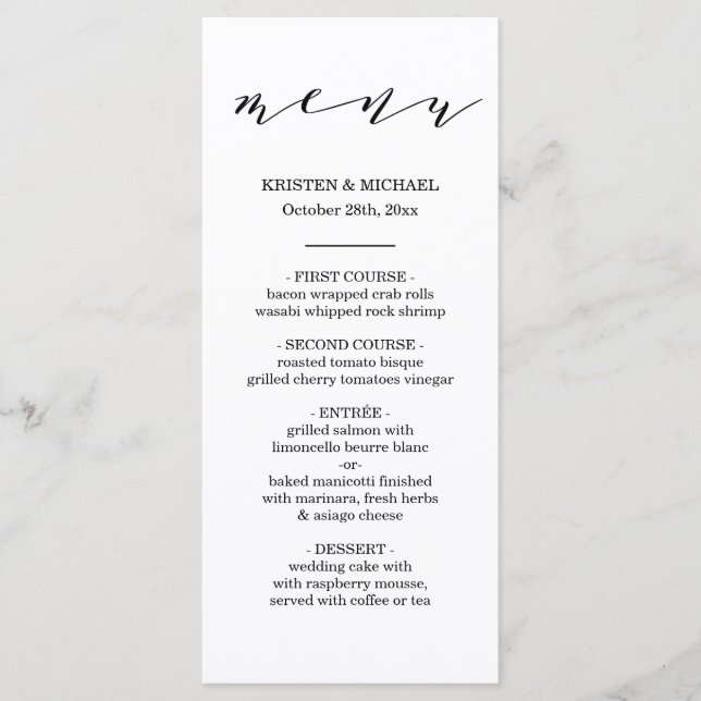 Menu de mariage de typographie de manuscrit (Devant)