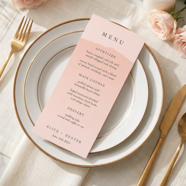 Menu de mariage dégradé rose élégant (Créateur téléchargé)