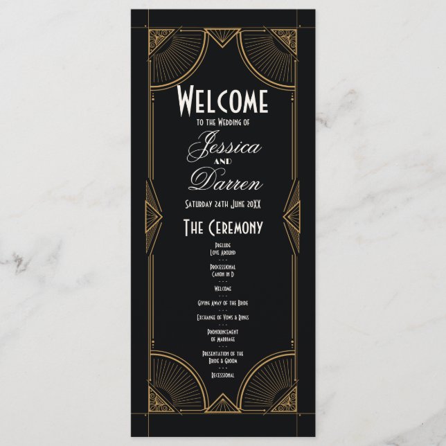 Menu de mariage des années 1920, détails de la cér (Devant)